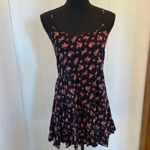 Mahina Black/Red Floral Swing Dress